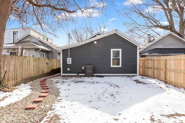 view of snow covered property