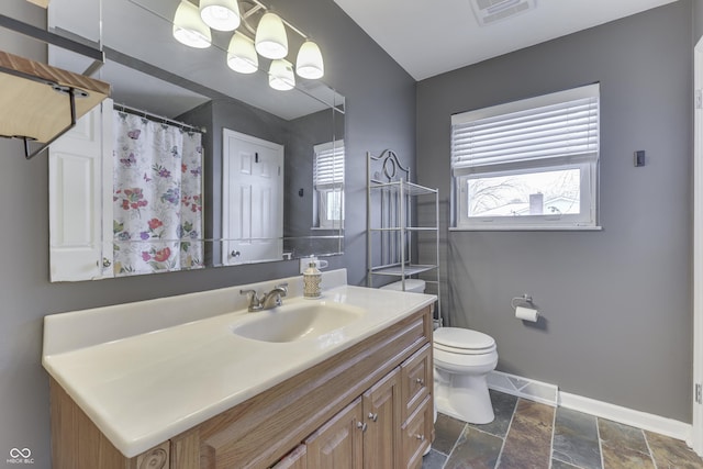 bathroom with toilet and vanity