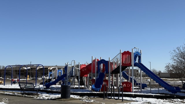 view of snow covered playground