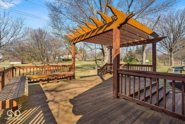 wooden terrace with a pergola