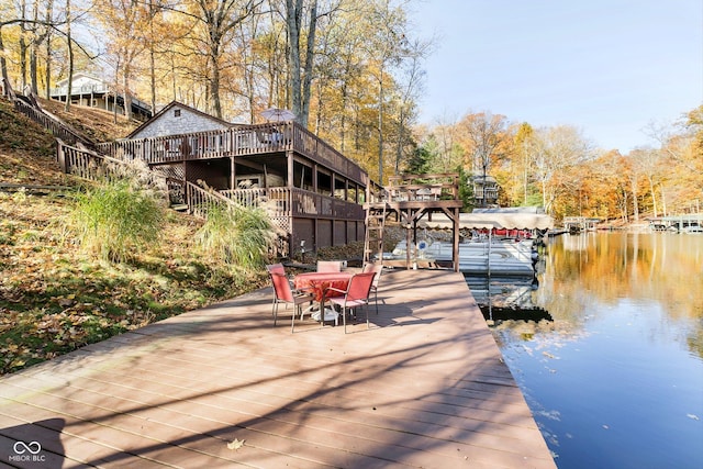 dock area featuring a water view