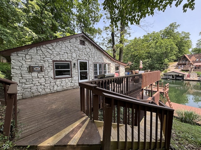 7018 Drum Dr, Nineveh, IN 46164 - deck featuring a water view and a boat dock