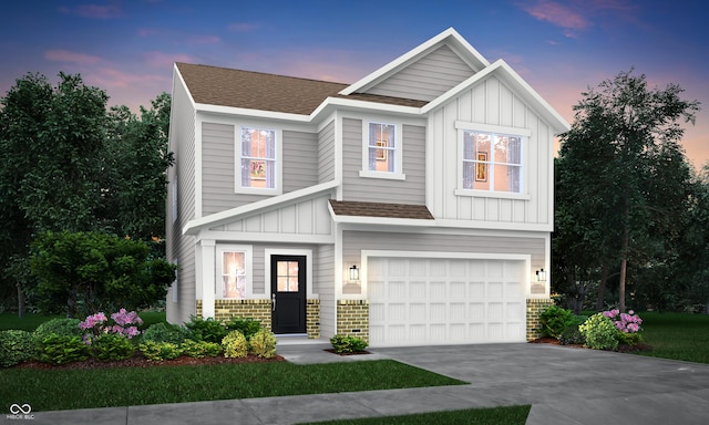 craftsman inspired home featuring a garage