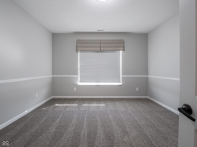 unfurnished room featuring carpet floors and a textured ceiling