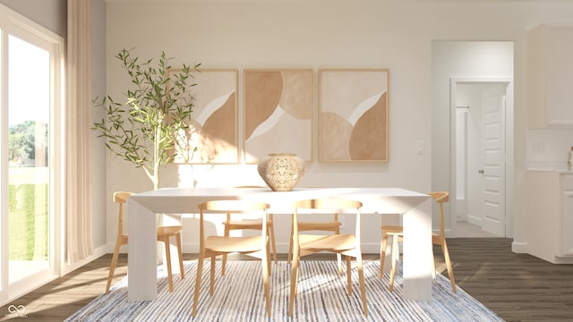 dining room featuring hardwood / wood-style flooring and plenty of natural light