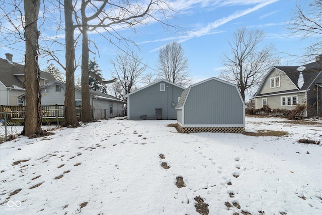 view of snow covered property