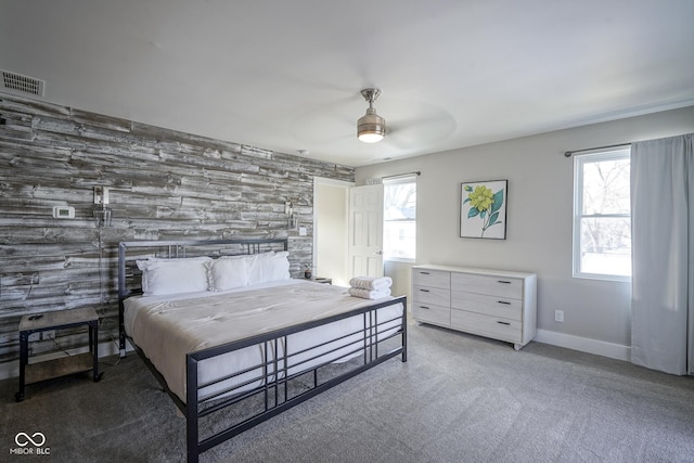 bedroom featuring carpet flooring and ceiling fan