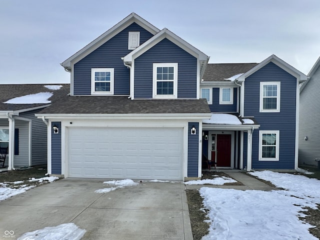 front facade with a garage