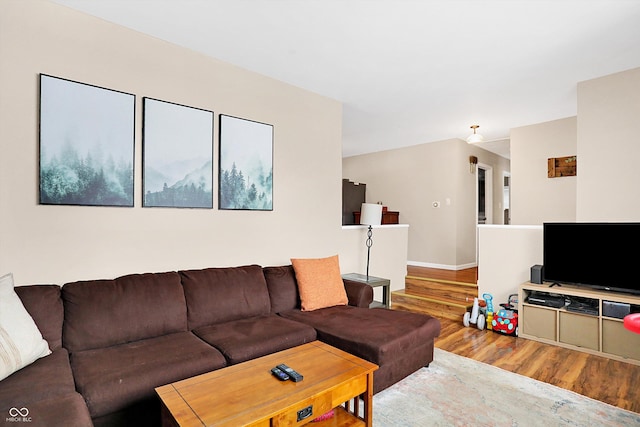 living room with hardwood / wood-style floors