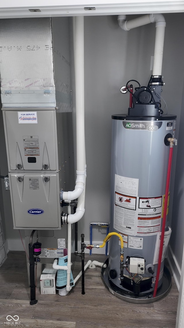 utility room featuring gas water heater