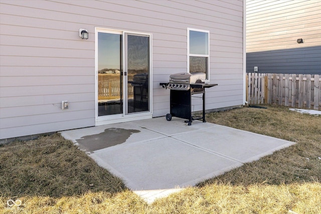 view of patio with area for grilling