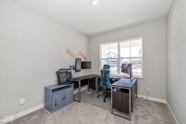 office space featuring light colored carpet