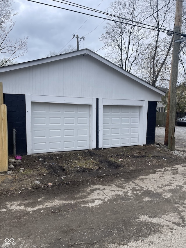 view of garage