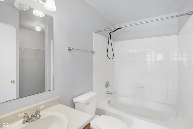 full bathroom featuring vanity, toilet, and tub / shower combination