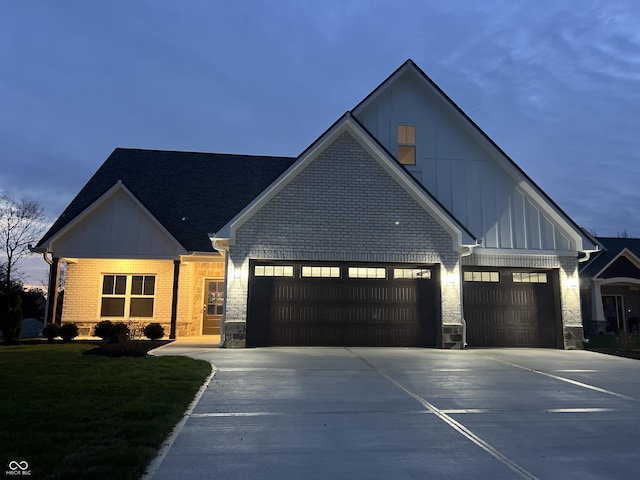 modern farmhouse with a garage