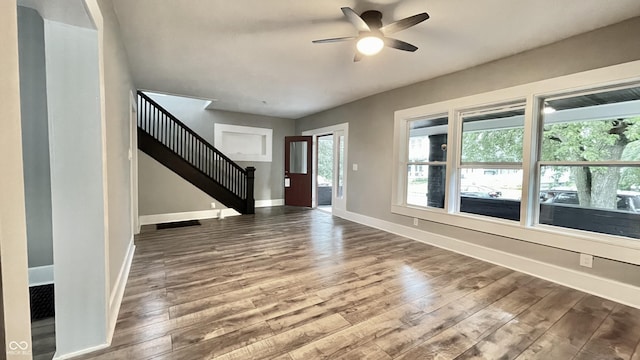 foyer featuring hardwood / wood-style floors and ceiling fan