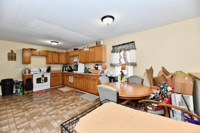 kitchen featuring white range with electric stovetop