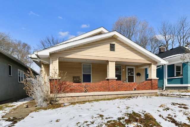 view of front facade featuring covered porch