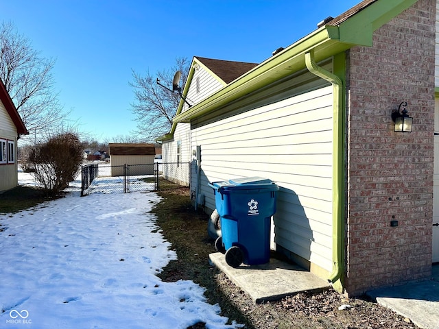 view of snow covered exterior