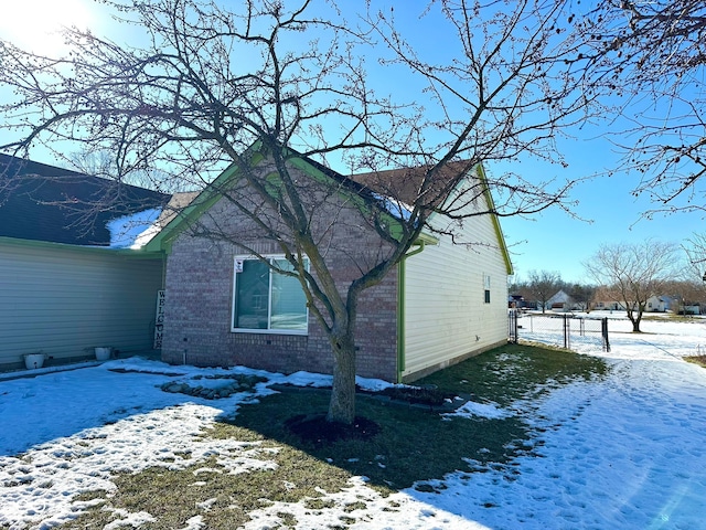 view of snow covered exterior