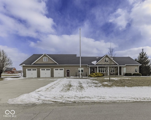 view of front of property with a garage