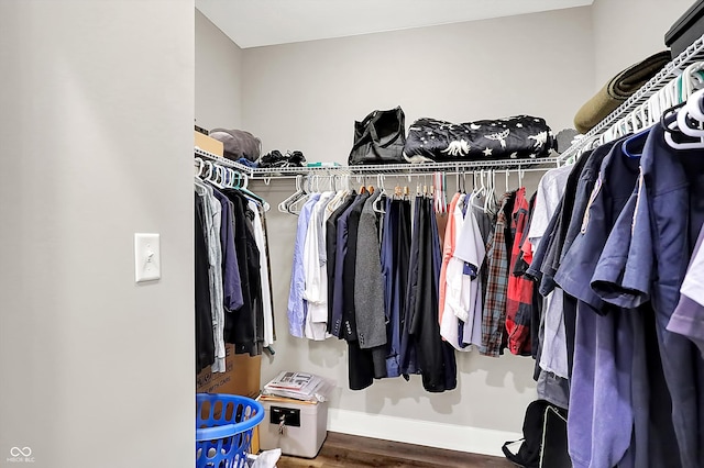 walk in closet featuring wood-type flooring