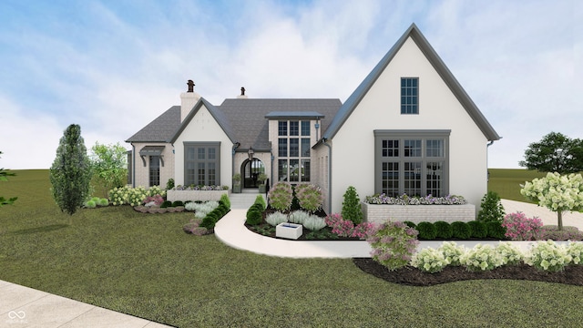 1461 Chatham Ridge Ct, Westfield, IN 46074 - view of front facade with a chimney, brick siding, stucco siding, and roof with shingles