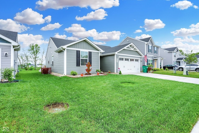 view of front facade featuring a garage and a front lawn