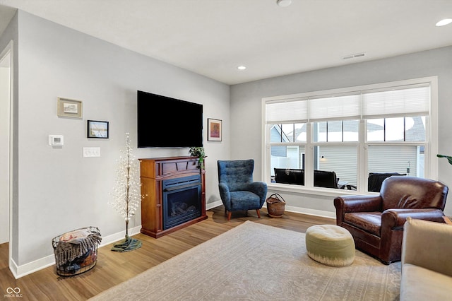 living room featuring light hardwood / wood-style floors