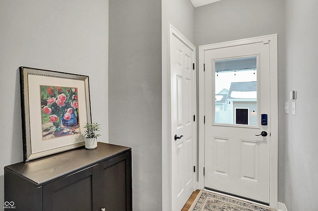 entryway featuring wood-type flooring