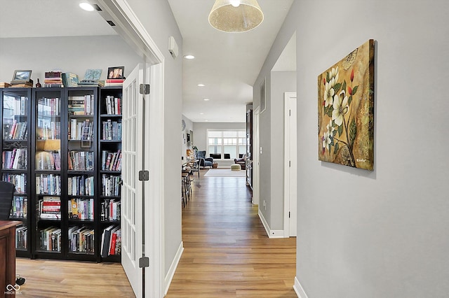 hall featuring light wood-type flooring