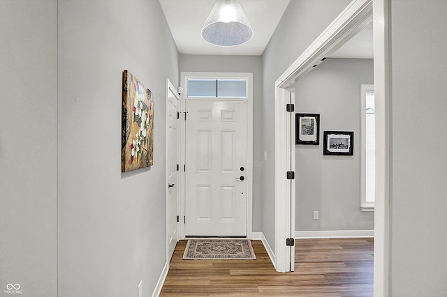 foyer entrance featuring hardwood / wood-style floors