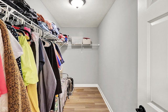 spacious closet featuring hardwood / wood-style flooring