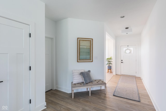 foyer entrance featuring hardwood / wood-style floors