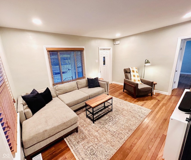 living room with hardwood / wood-style flooring