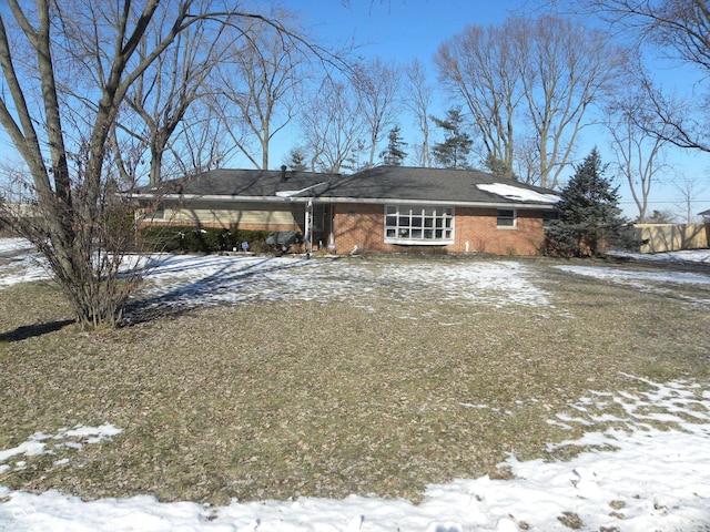 view of snow covered property