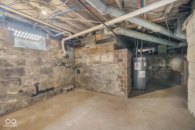 basement with water heater