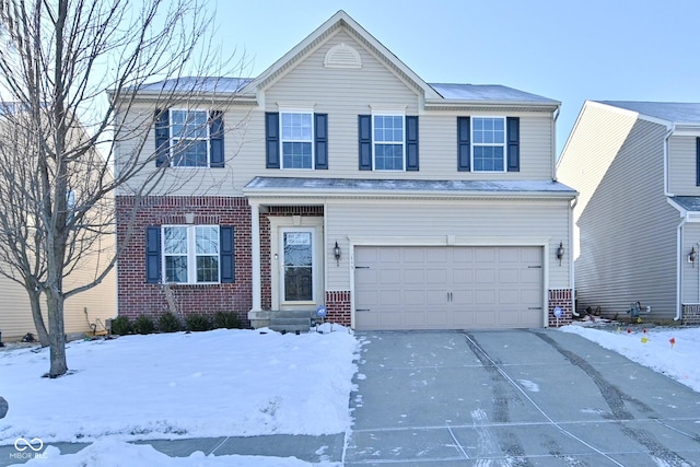 view of front property with a garage