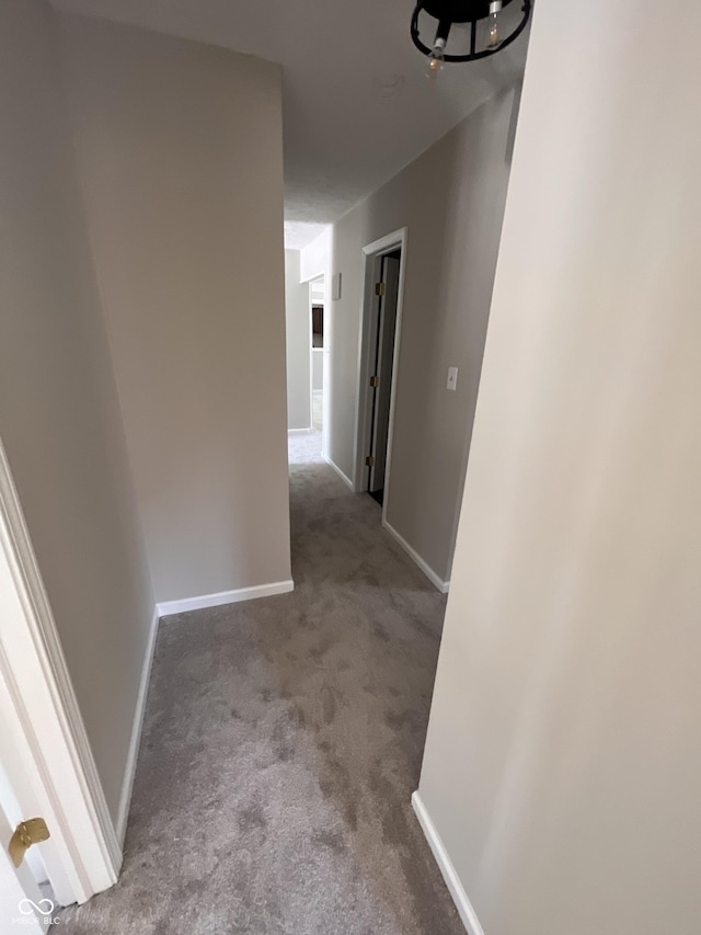 corridor with light colored carpet