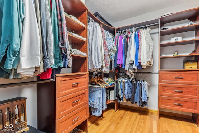 walk in closet featuring light wood-type flooring