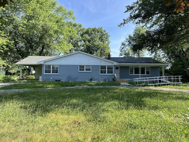 9710 E 38th St, Indianapolis, IN 46235 - single story home featuring a chimney, brick siding, and covered porch