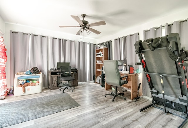 5378 E County Road 600 S, Walton, IN 46994 - home office with wood finished floors and ceiling fan