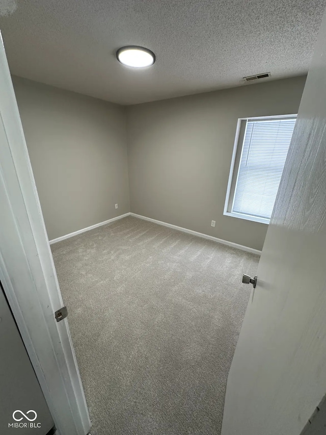 empty room featuring carpet floors and a textured ceiling