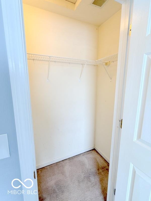 spacious closet with light colored carpet