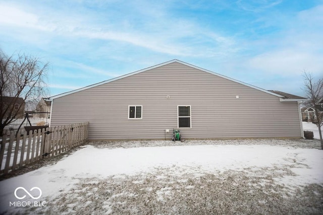 view of snow covered property