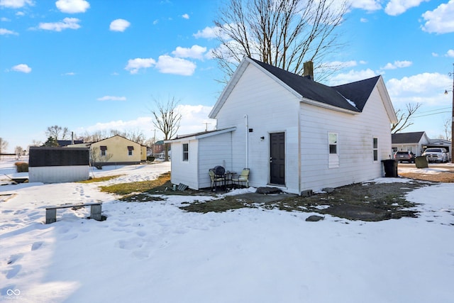 view of snow covered exterior