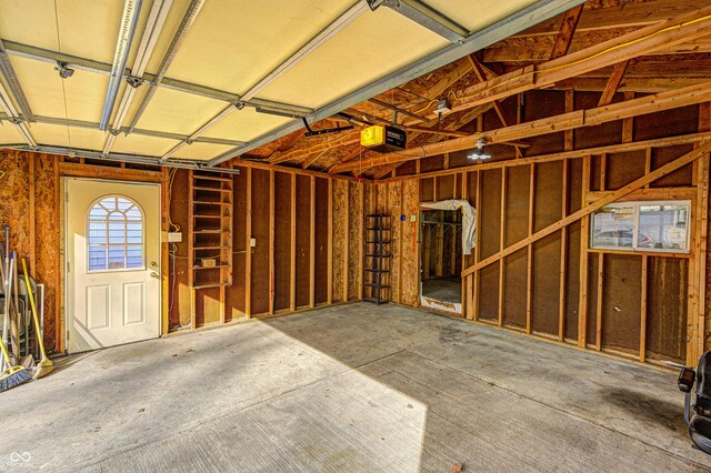 garage with a garage door opener