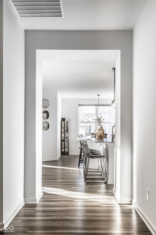 hall featuring dark hardwood / wood-style flooring