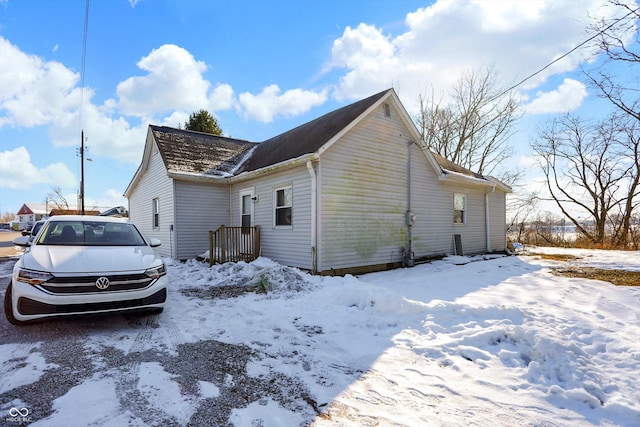 view of snow covered exterior