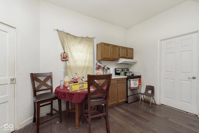 kitchen featuring dark hardwood / wood-style floors and stainless steel electric range